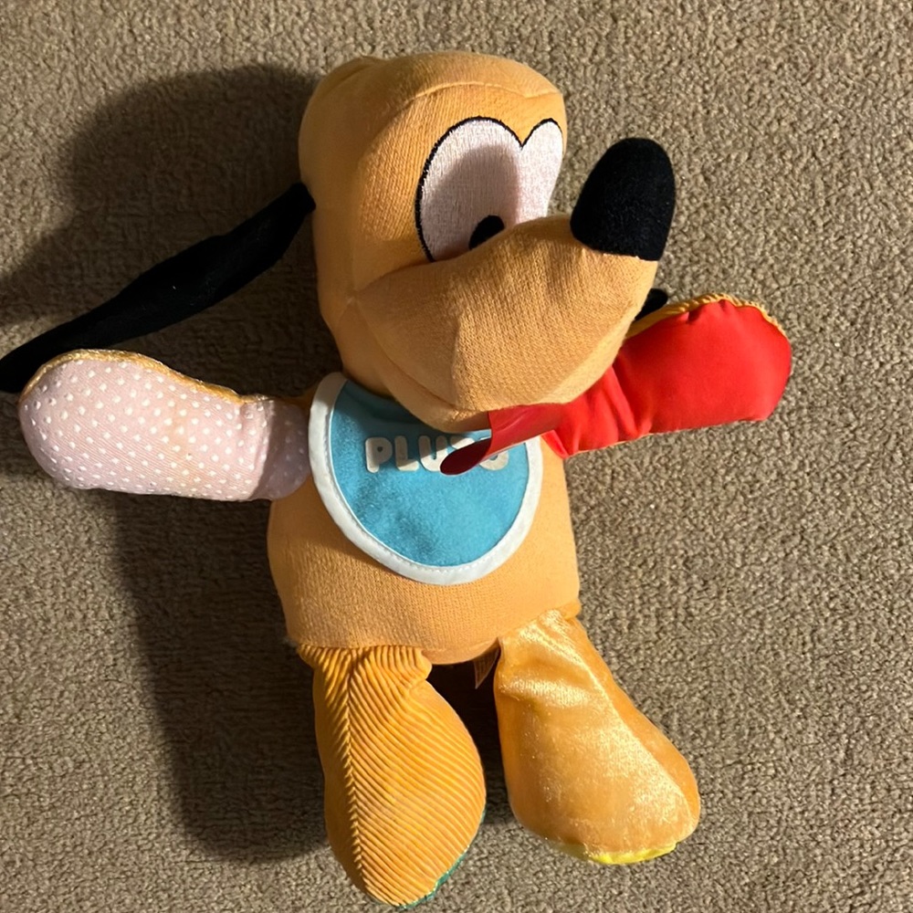 Vintage Pluto Plush Doll 1990 with Rattles